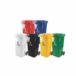 BASURERO CON RUEDAS NOBRE AMARILLO 120 LITROS